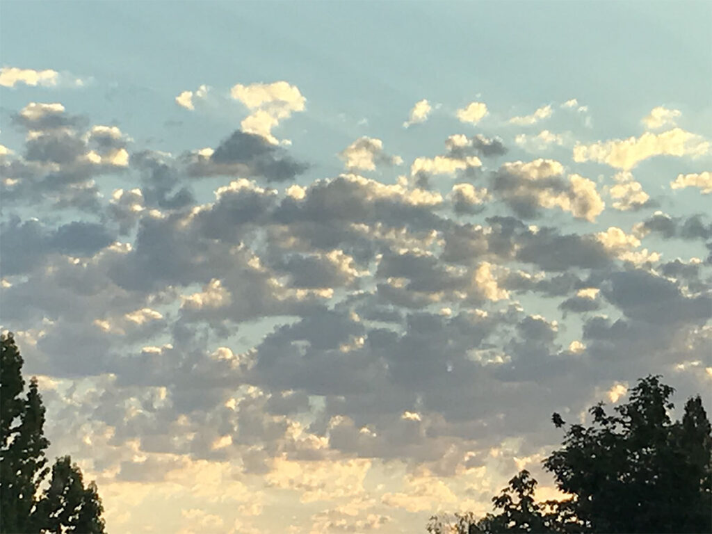 Sky filled with scattered clouds on sunset